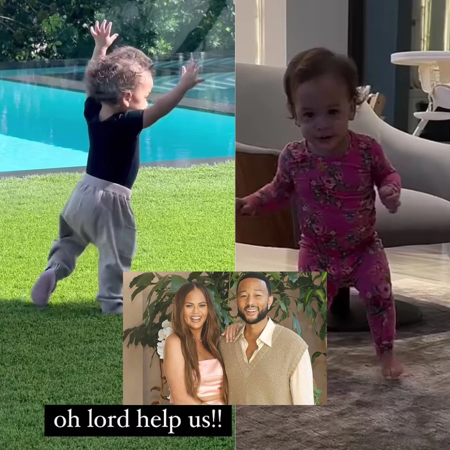 Chrissy Teigen shares adorable video of baby Wren, eight months(01)