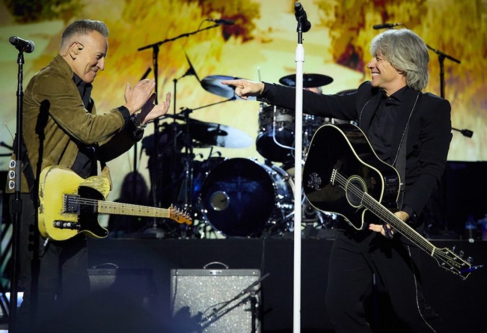 Rock band Bon Jovi fronted by Jon Bon Jovi, David Bryan (keyboards